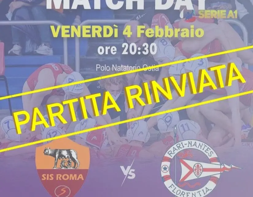 A1 FEMMINILE, SIR ROMA VS RARI NANTES FLORENTIA RINVIATA